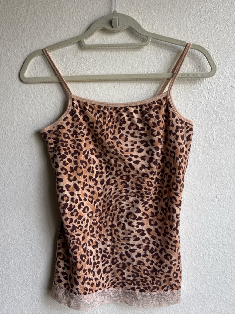 Y2K Arizona Jeans Co McBling Leopard Print Lace Trim Built in Bra Cami Size L